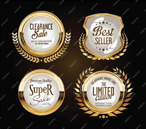 Premium Vector Golden Badges And Labels