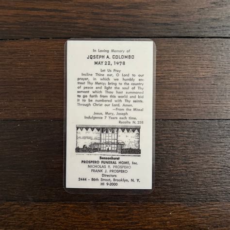 Joe Colombo Prayer Card – Expedition Antiques