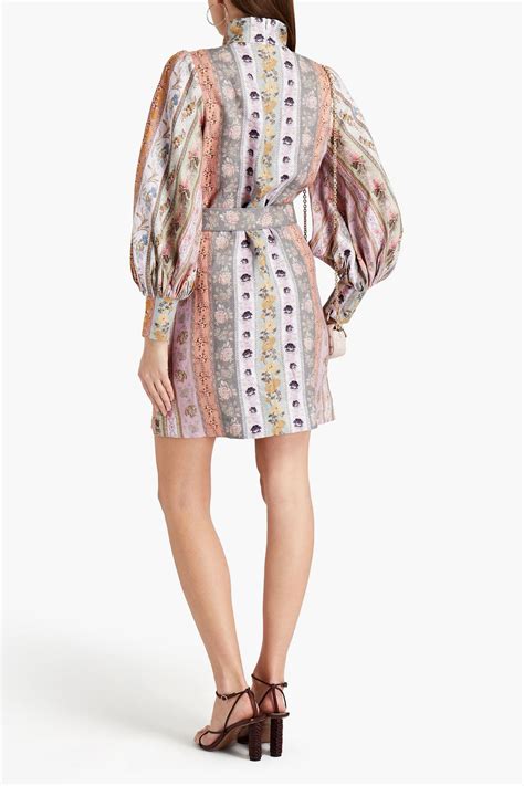 Zimmermann Belted Floral Print Linen Mini Dress The Outnet