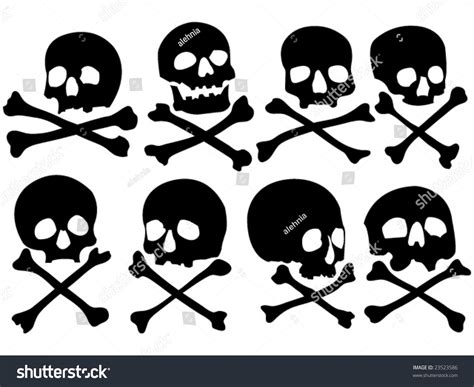 Various Pirate Skulls Crossbones Vector Illustration Stock Vector