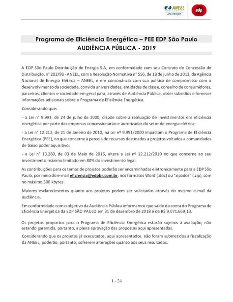 Pdf Relatório De Audiência Pública Edp Brasil 1 24 Programa De