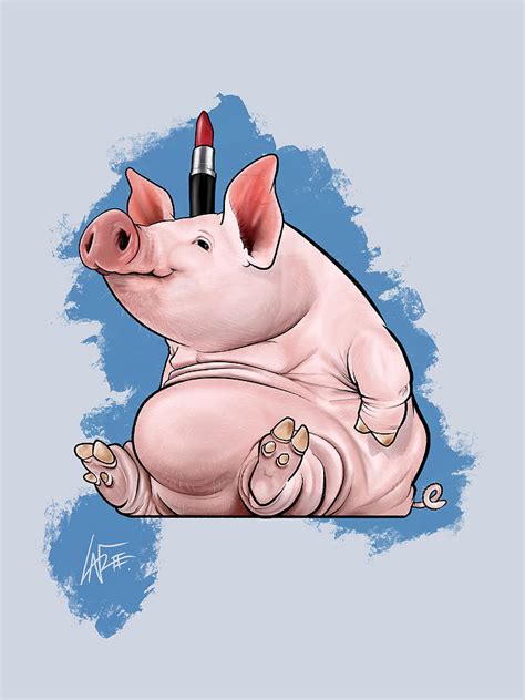 Lipstick On A Pig Drawing By Canine Caricatures By John Lafree Fine