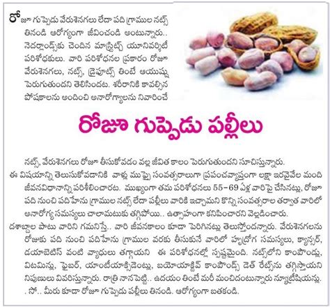 Chodavaramnet Health Benefits In Telugu With Groundnuts Or Peanuts