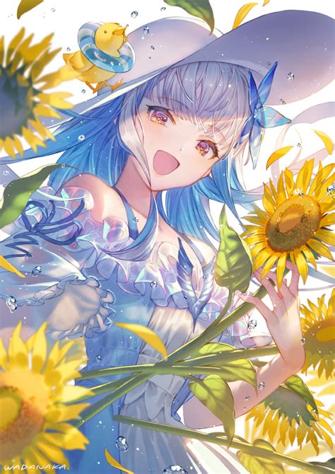 Safebooru 1girl D Artist Name Bangs Bare Shoulders Bird Blue Dress