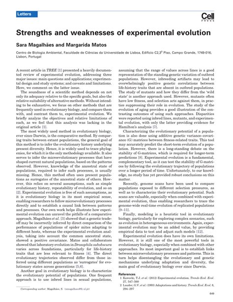 strengths  weaknesses  experimental evolution