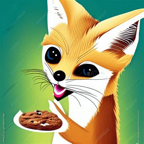 Fennec Fox Eating Cookies · Creative Fabrica