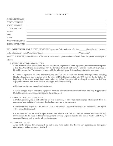 44 Simple Equipment Lease Agreement Templates Templatelab