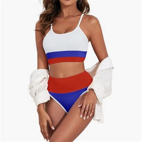 Swim Nwt Adisputent High Waisted Ribbed Color Block Sporty Bikini Size Small Poshmark