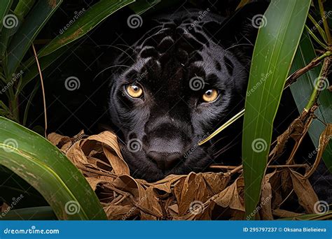 Realistic Black Panther Walking In The Jungle Stock Image Image Of