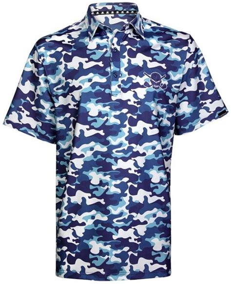 Camo Cool Stretch Golf Shirt Blue Pre Order Tattoo Golf