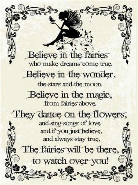 A Poem Written In Black And White With An Image Of A Fairy On It