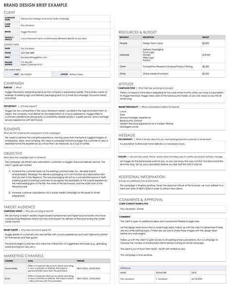 Free Brand Brief Templates Smartsheet