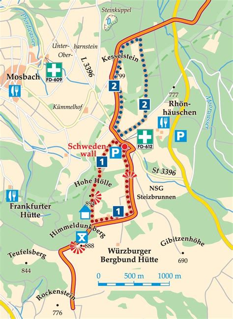 Rhön Rundweg 1 Schwedenwall Karte Map Camping Bike Rides Sweden