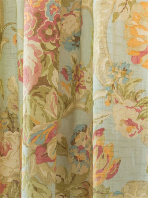 Waverly Spring Bling Floral Tab Curtain Panel Pair Blue Chickadeevintage