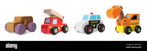 Set With Different Toy Cars Isolated On White Stock Photo Alamy