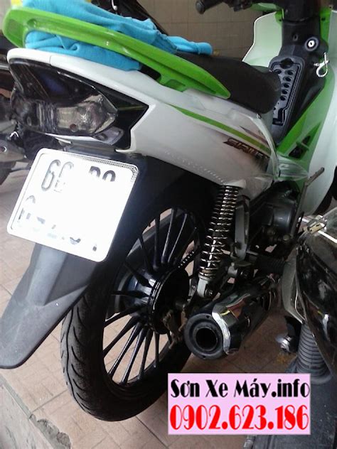 Sơn xe Yamaha Sirius màu trắng xanh lá Sơn Xe Sài Gòn