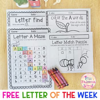 Free Alphabet Letter Of The Week A By Miss Faleena TPT