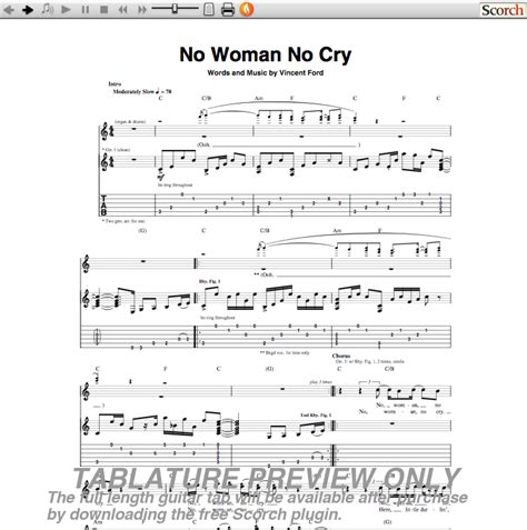 Bob Marley No Woman No Cry Guitar Tab : Free Bob Marley Guitar Tabs