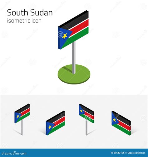 South Sudan Flag Vector Set Of D Isometric Icons Stock Vector