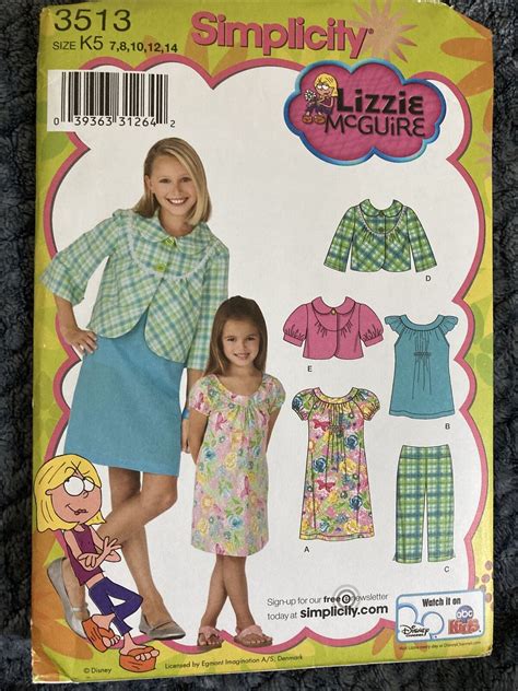 Simplicity Pattern 3513 Lizzie Mcguire Dress Jacket Top Capri Uncut