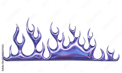 3d Chrome Metal Of Y2k Fire Icon Flame Shape In Liquid Mercury 3d