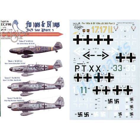 Décal Eagle cal Décal Messerschmitt Bf 109G and Focke Wulf Fw 190A