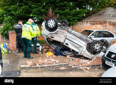 Emergency Services On Scene At A Drink Driving Accident With An Over