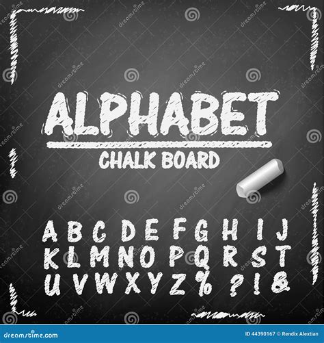 Alphabet De Dessin De Main De Panneau De Craie Illustration De Vecteur