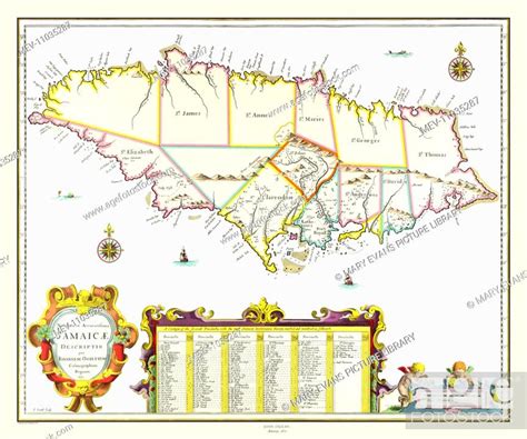 Map Of The Island Of Jamaica By John Ogilby Stock Photo Picture And