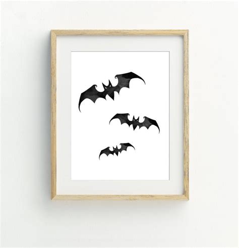 Halloween Decoration Watercolor Bats Art Print Halloween - Etsy