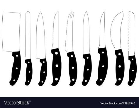 Different Kitchen Knives Royalty Free Vector Image