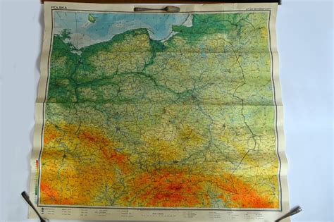 Mapa fizyczna Polski 1981 rok Dąbrowa Górnicza Kup teraz na