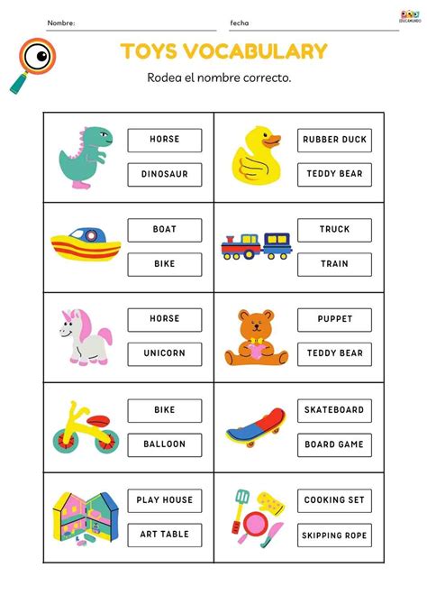 Ejercicios De Vocabulario De Juguetes En Ingl S Fichas Gratuitas