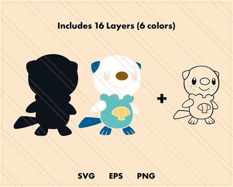 Oshawott Pokemon Svg Cut File Layered Digital Template Etsy