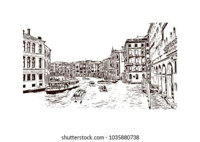 Venice City Italy Hand Drawn Sketch Stock Vector Royalty Free