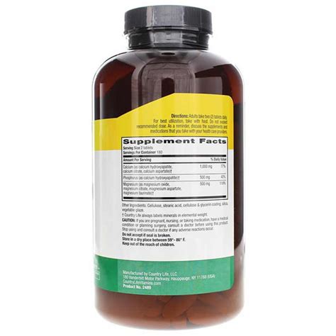 Calcium Magnesium Complex 1000 Mg 500 Mg Country Life