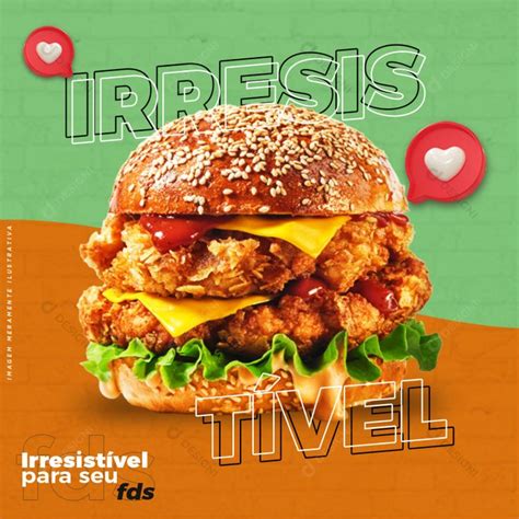 Hamb Rguer Irresist Vel Hamburguerias Social Media Psd Edit Vel