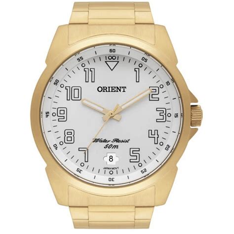 Relogio Orient Original Masculino Dourado Branco A O Inox No Shoptime