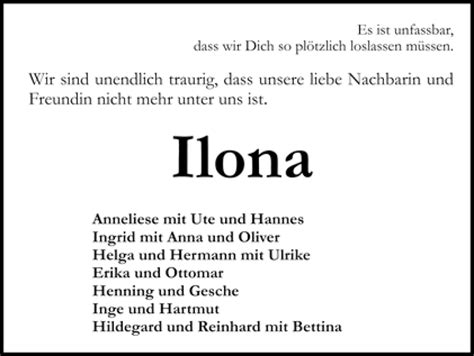 Traueranzeigen Von Ilona Trauer Gedenken