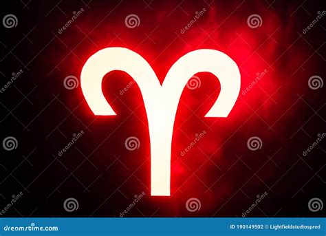 Red Illuminated Aries Zodiac Sign With Smoke Stock Photo Image Of