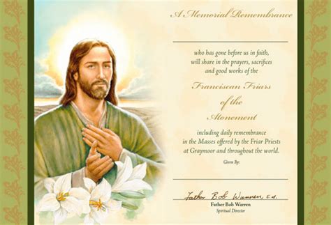 Mass Card 2 Franciscan Friars Of The Atonement