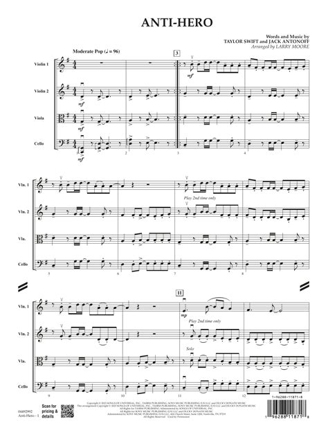 Anti Hero Arr Larry Moore Conductor Score Full Score By Taylor Swift Sheet Music For