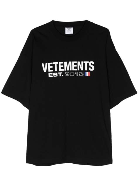 Vetements Logo Print Cotton T Shirt Black Farfetch Sg