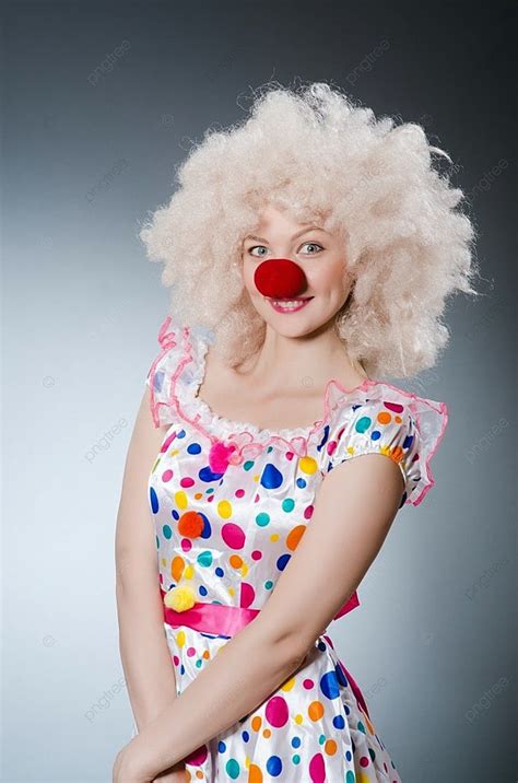 Clown With White Wig Against Grey Background And Picture For Free ...