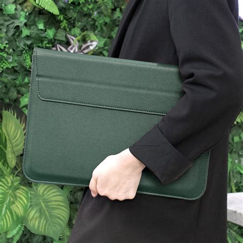 Novo Bolsa Para Envelope De Couro Verde Escuro MacBook 2022 M1 M2 Air