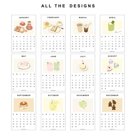 20202021 Aesthetic Dessert Calendar Aesthetic Calendar Etsy