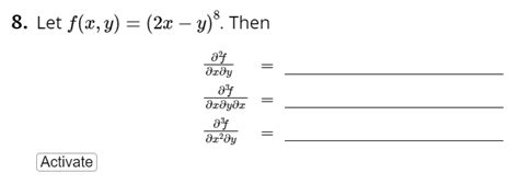 Solved 8 Let F X Y 2x−y 8 Then