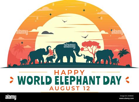 Happy World Elephant Day Vector Illustration On 12 August With