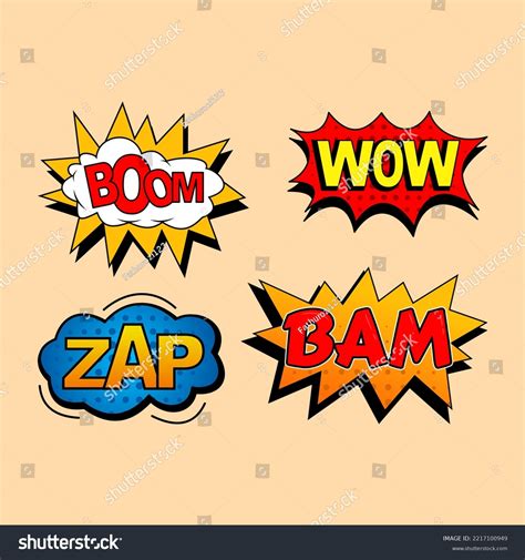Comic Book Word Set Boom Wow Stock Vector (Royalty Free) 2217100949 ...