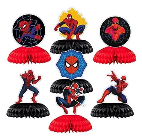 7 Piezas De Spiderman Honeycomb Centro De Mesa Decoraciones Cuotas